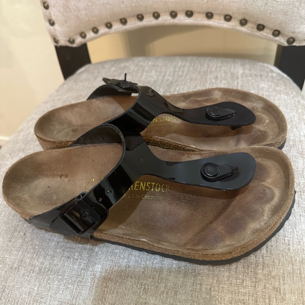 BIRKENSTOCK GIZEH SANDALS WOMENS BLACK BIRKO FLOR Size EU 38